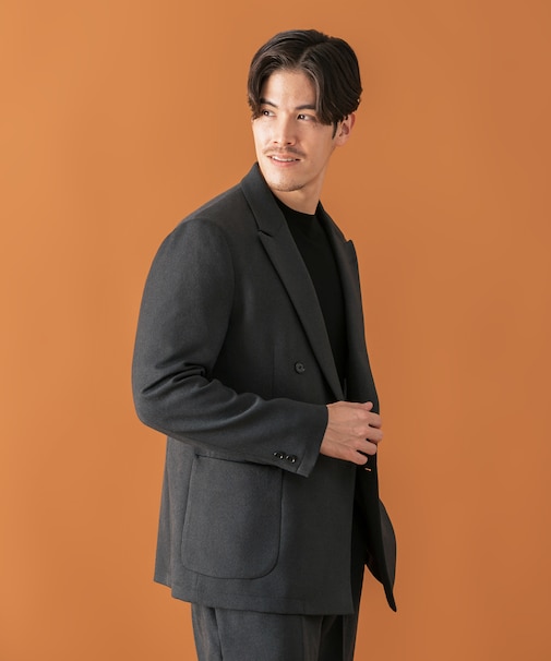 LIFE STYLE TAILOR　ツイードライクコンフォータブルダブルジャケット