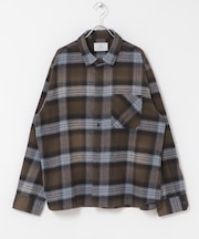 起毛チェックレギュラーカラーシャツ