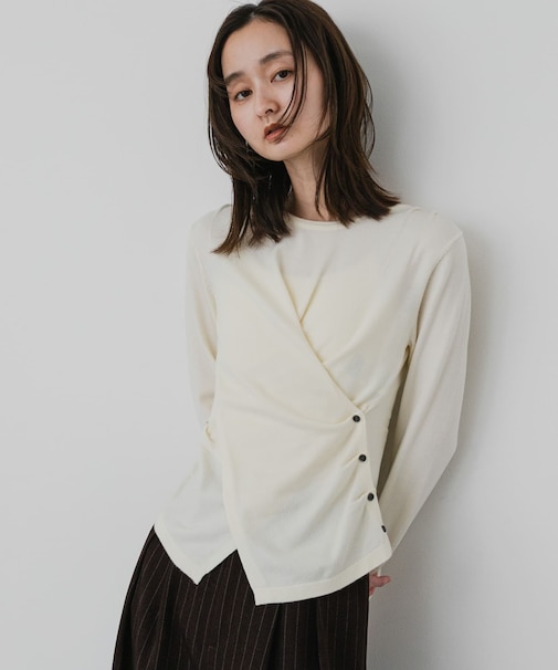 『洗濯可』アシンメトリーカシュクールニット