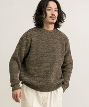 3Gメランジワッフルクルーネックニット