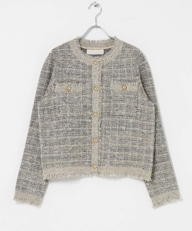 MARILYN MOON BOUCLE TWEED KNIT JACKET