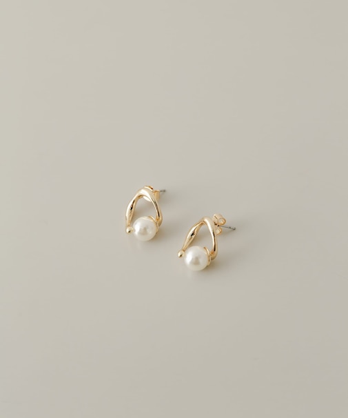ニュアンスラウンドパールピアス