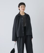 ウォッシャブルウール開襟シャツ