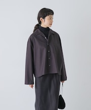 ウォッシャブルウール開襟シャツ