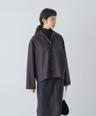 ウォッシャブルウール開襟シャツ