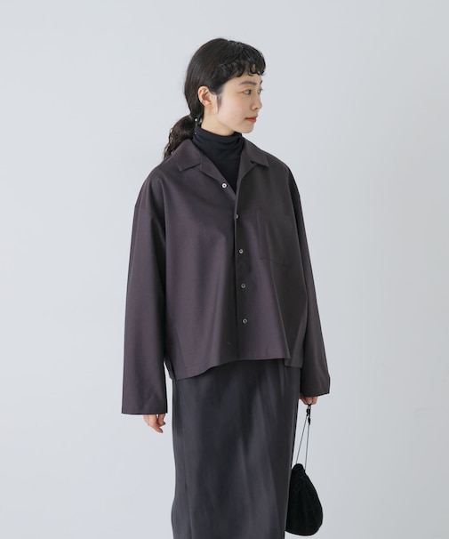 ウォッシャブルウール開襟シャツ