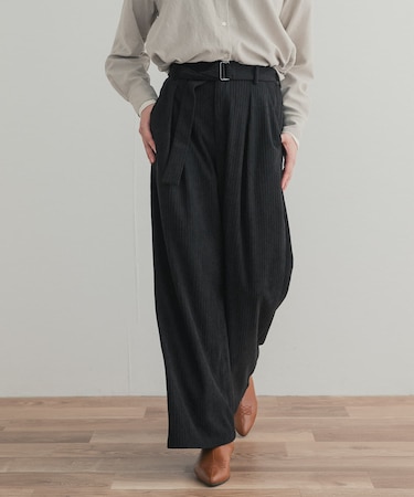 ベルテッドコーデュロイワイドパンツ
