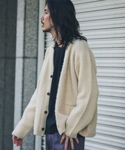 モヘアタッチVネックカーディガン
