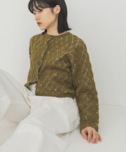 キルティングショートカーディガン