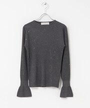 MARILYN MOON LAME SPANGLE RIB KNIT TOP