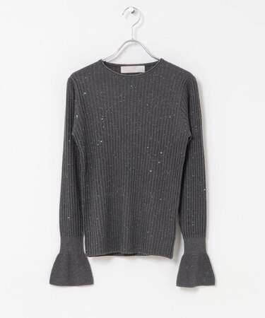 MARILYN MOON LAME SPANGLE RIB KNIT TOP