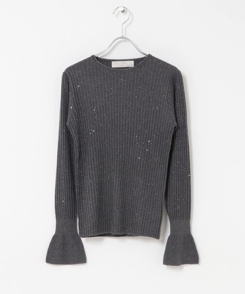 MARILYN MOON LAME SPANGLE RIB KNIT TOP