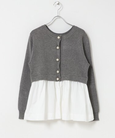 TORRAZZO DONNA PEARL BUTTON PEPLUM KNIT TOP