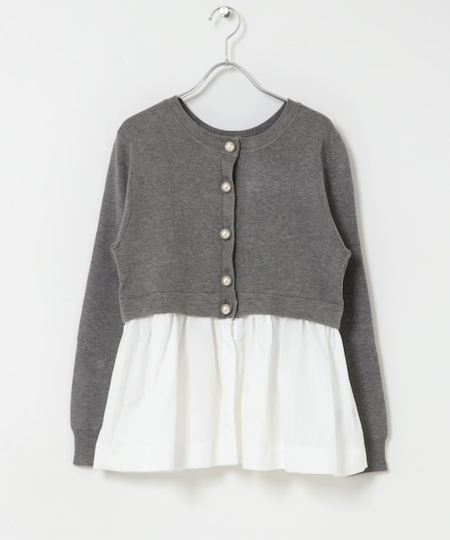 TORRAZZO DONNA PEARL BUTTON PEPLUM KNIT TOP