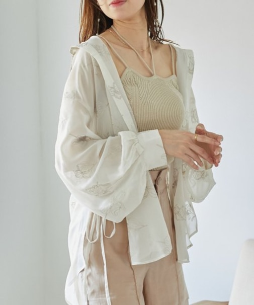 サイドリボンシアーシャツ