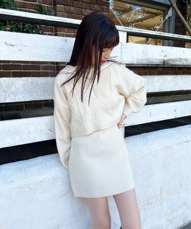 〇ハーフZIPニットセットワンピ