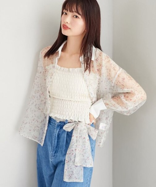 Bloomingフラワーボウタイシャツ