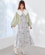 ◎ビッグカラー花柄ワンピース