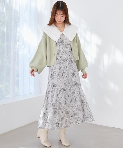 ◎ビッグカラー花柄ワンピース