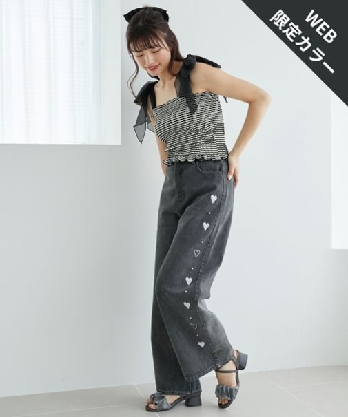 リボンビジューデニムパンツ