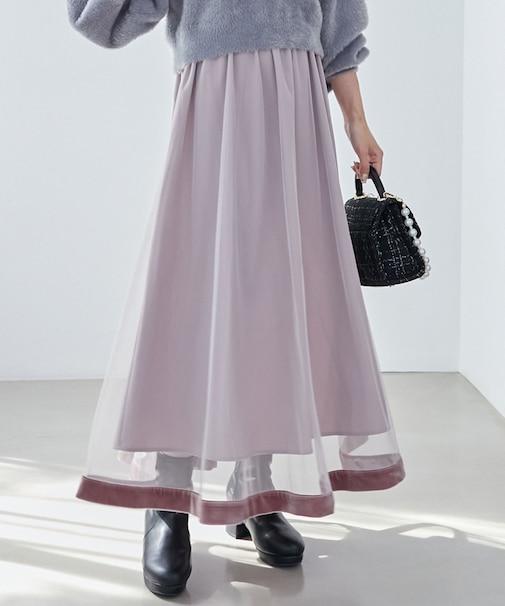 裾ベロアチュールスカート