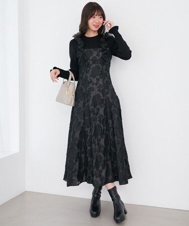 ショルダーフリルドッキングワンピ