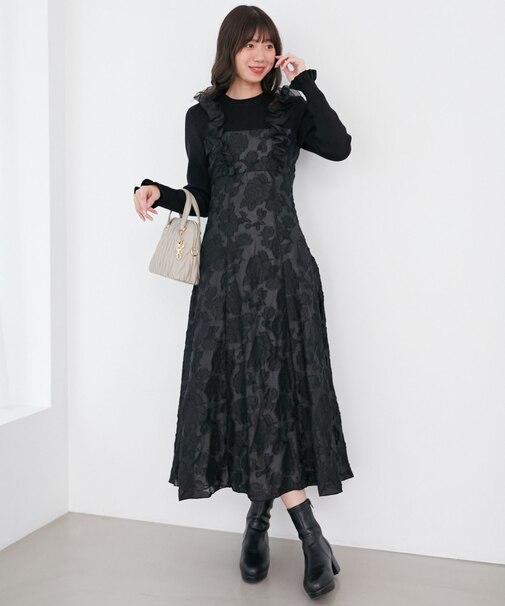 ショルダーフリルドッキングワンピ