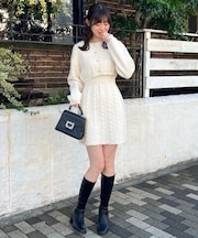 ケーブルショートカーデセットワンピ