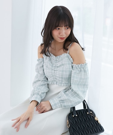 2way肩リボンドッキングワンピ