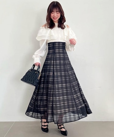 ウエストきゅっとオフショルワンピ