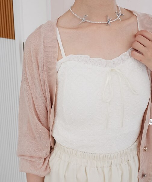 ◎カップ付きシャーリングキャミ