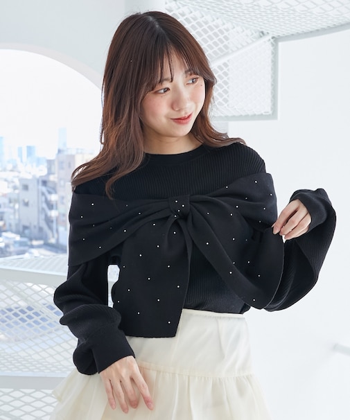 リボンビジューニット