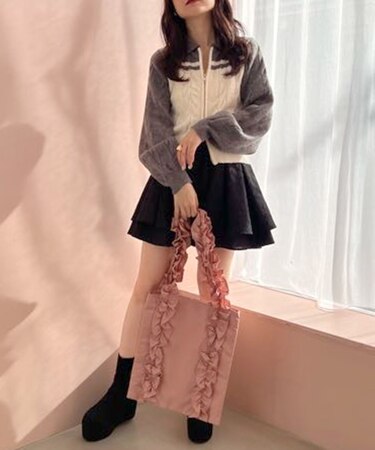 ボリュームフリルハンドルトート