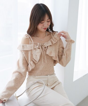 ネップキャミセットフリルカーディガン