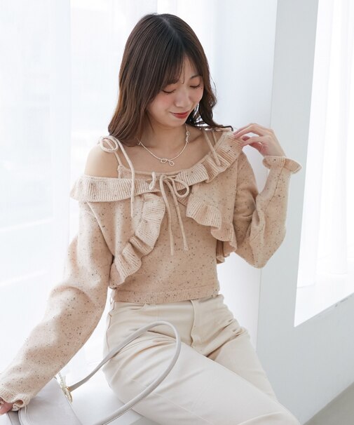ネップキャミセットフリルカーディガン