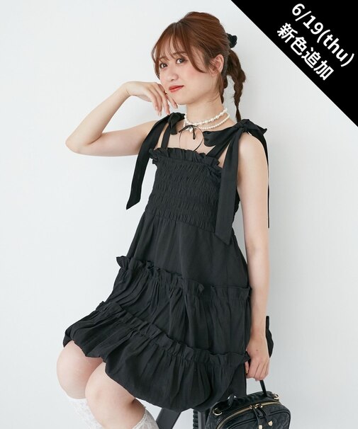 肩リボンバルーンチュニック