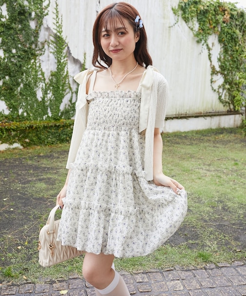 肩リボンバルーンチュニック