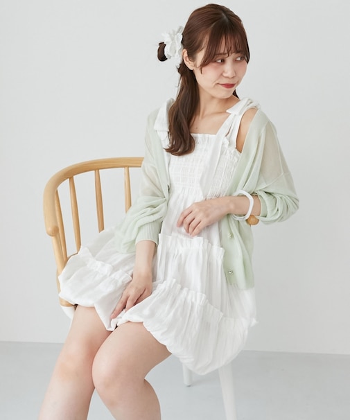 肩リボンバルーンチュニック