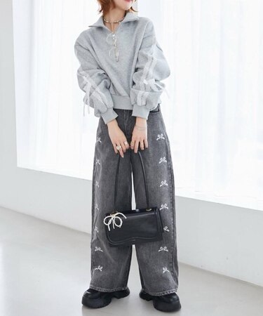 リボンビジューデニムパンツ