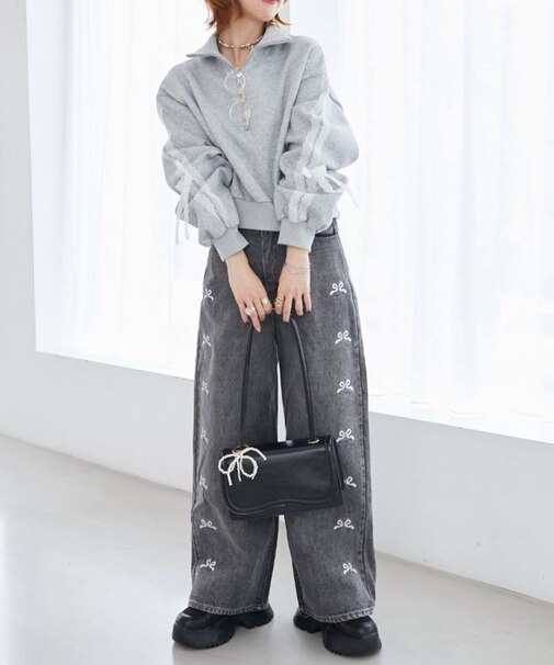 リボンビジューデニムパンツ