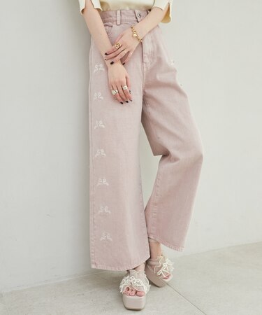 リボンビジューデニムパンツ