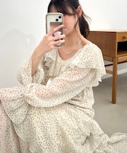 エアリーフリルロングワンピース