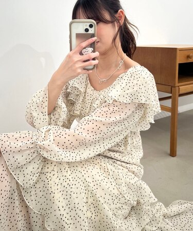 エアリーフリルロングワンピース