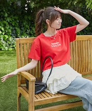 パール付きクロップドロゴTシャツ