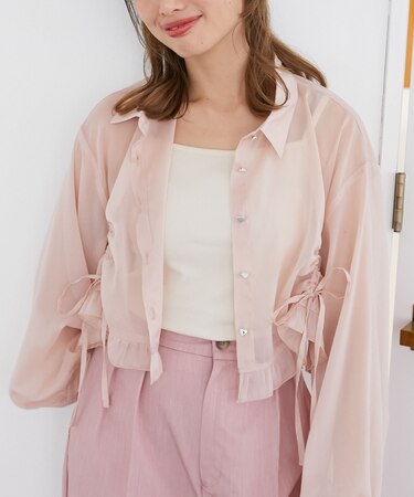 インナー付きドロストシアーブラウス