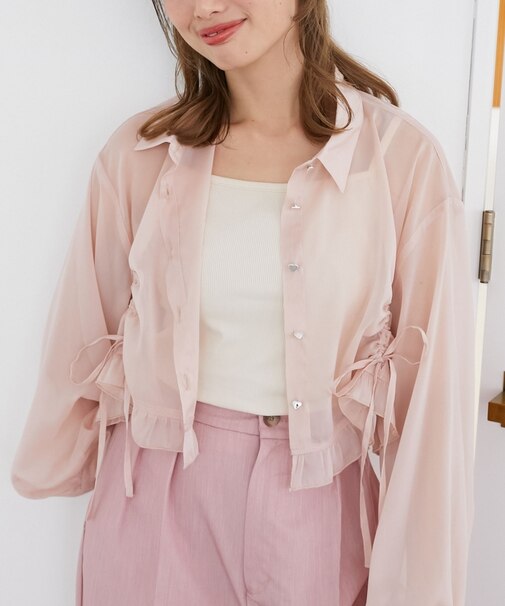 インナー付きドロストシアーブラウス