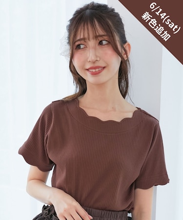 スカラップデザイントップス