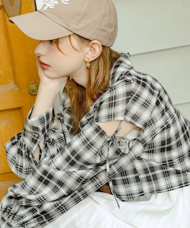 オープンショルダーショートシャツ