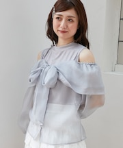 ∞タンクセットリボンシアーブラウス