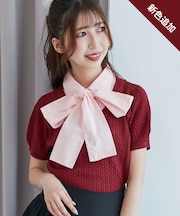 ∞リボンセットドッキング半袖ニット